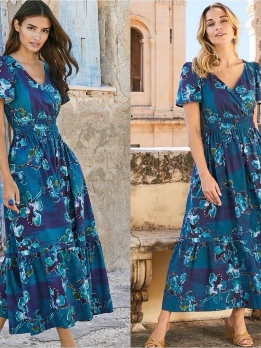 NEW Peruvian Connection Sakura Maxi Dress Size XL Ultramarine Boho Floral Beachy
